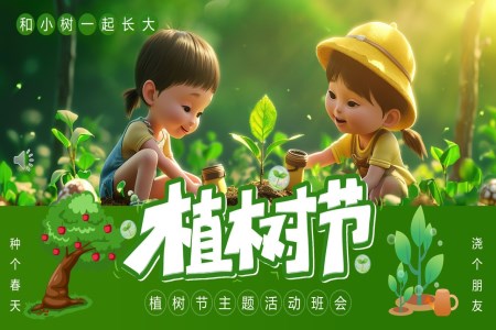 咊(he)小(xiǎo)樹一(yi)起長(zhang)大(da)幼兒園植樹節(jie)PPT含講稿