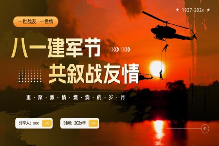 八一(yi)建(jian)軍節(jie)PPT相冊戰友情部(bu)隊(duì)風采展(zhan)示相冊