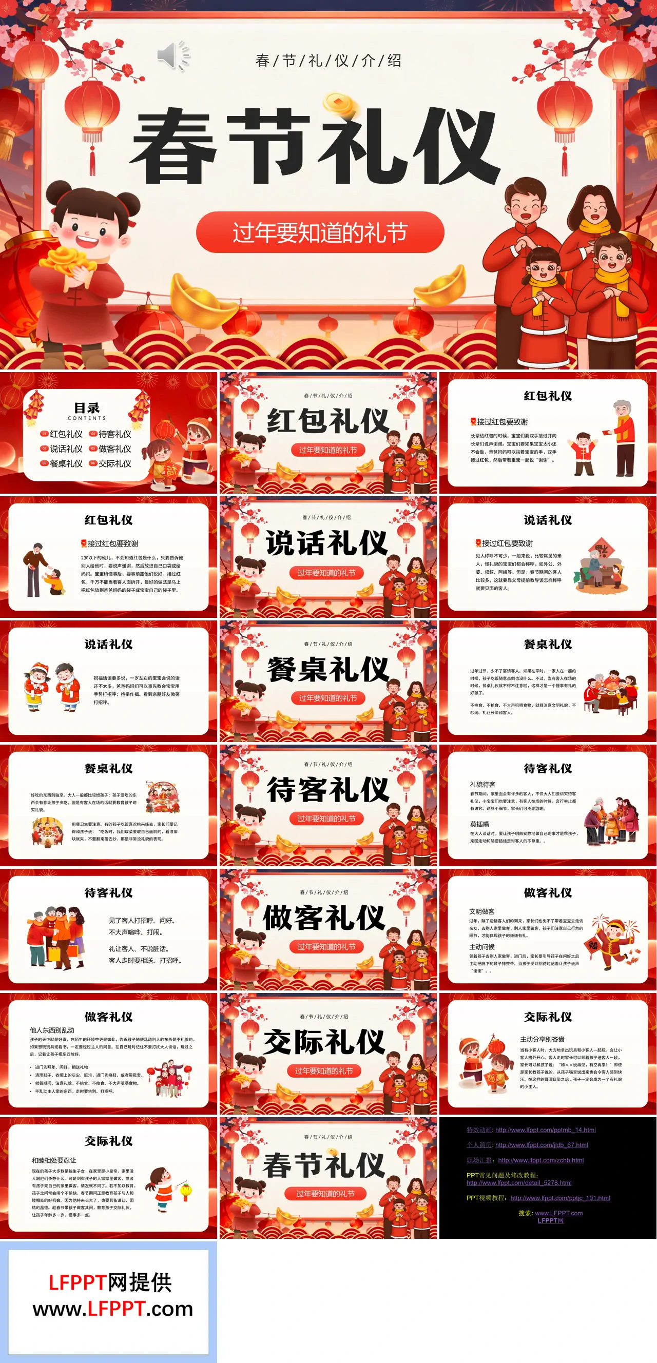 中(zhong)國(guo)風春節(jie)禮儀介紹PPT課件含講稿