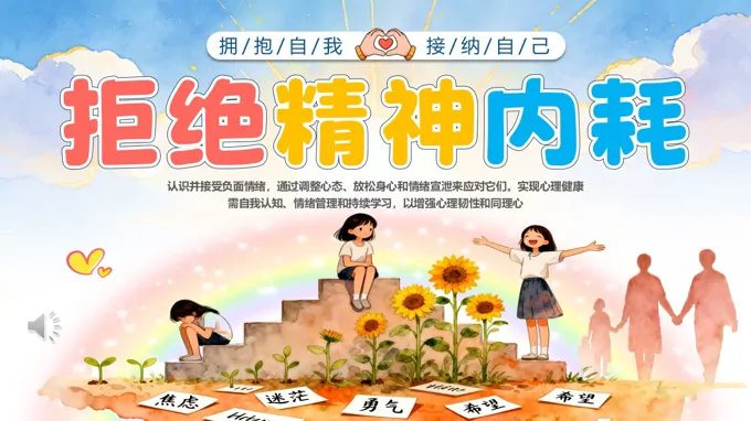 拒絕精(jīng)神內(nei)耗擁抱自我(wo)接納自己主(zhu)題班會PPT含講稿