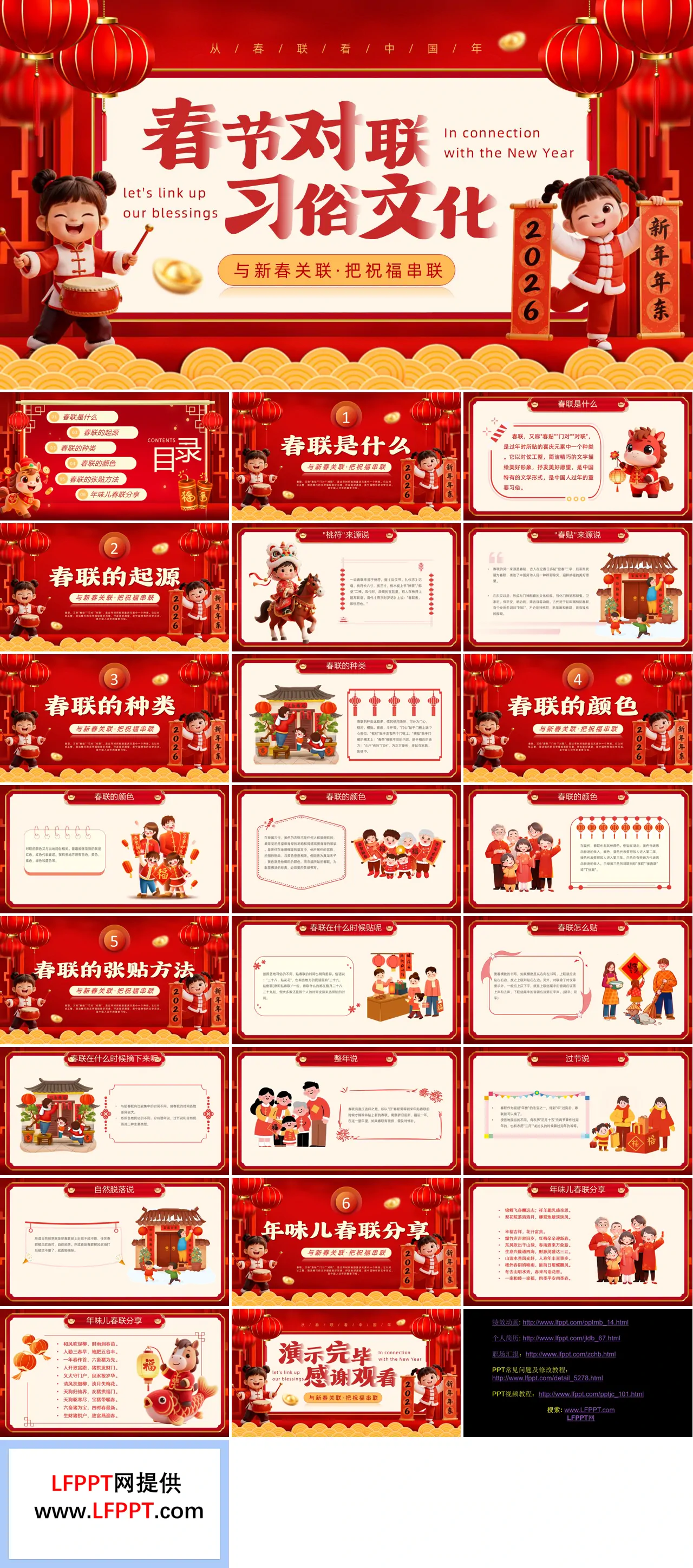 春節(jie)對聯(lian)習俗文(wén)化動(dòng)态PPT含講稿